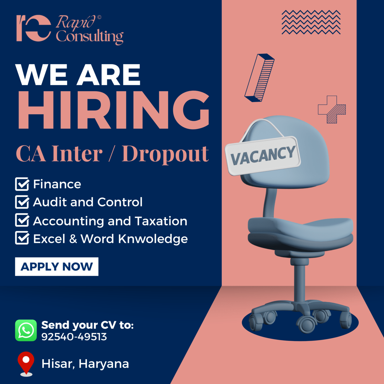 CA Inter Job at Rapid Consulting